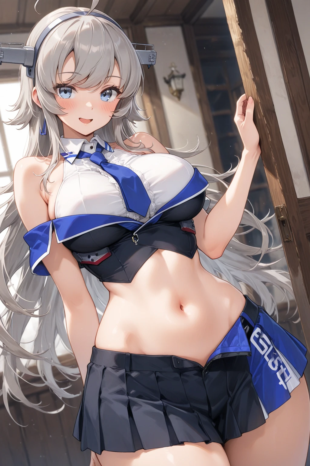 Cheerleader、Underboob、Long twin tails、Platinum Blonde、Extremely large breasts、Leg spread、Bite、garter belt、stockings