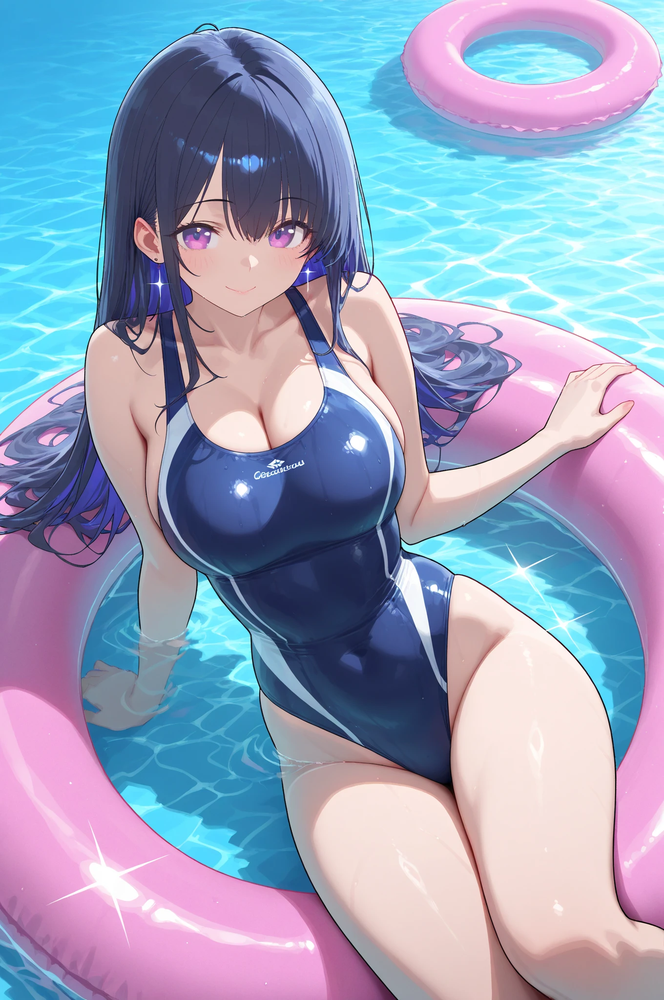 爆乳、Troubled face、swim wears、Big、full bodyesbian、Detailed Limbs、A dark-haired、length hair、maikurobikini、Sprawled、Toys、a beauty girl、cute little