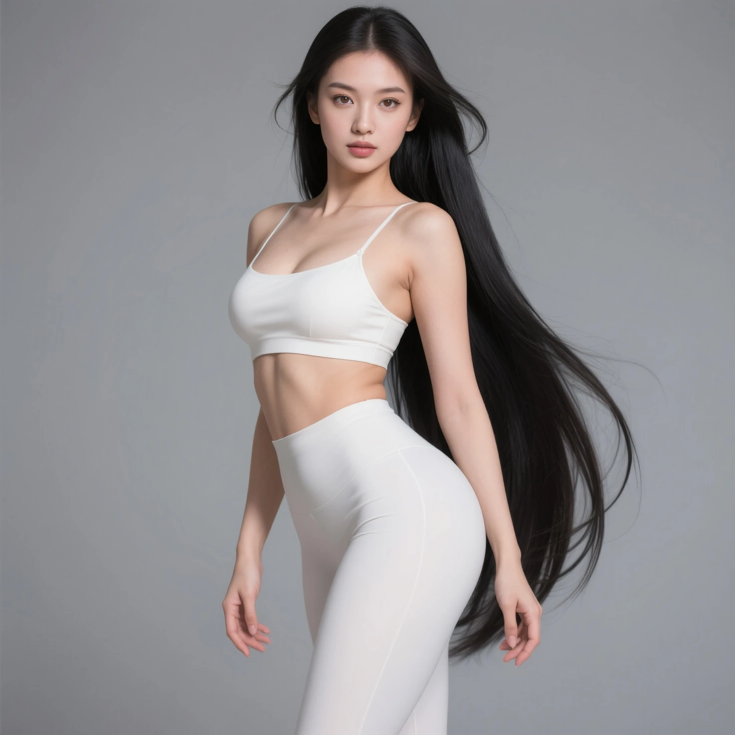 (Japanese cartoons),(Lovely)(masterpiece), (best quality),1 Girl,whole body,(Double contact:1.2),(Simple background:1)(angle),(动态angle),Messy long hair,(Low contrast),(Flat Color:0.7)