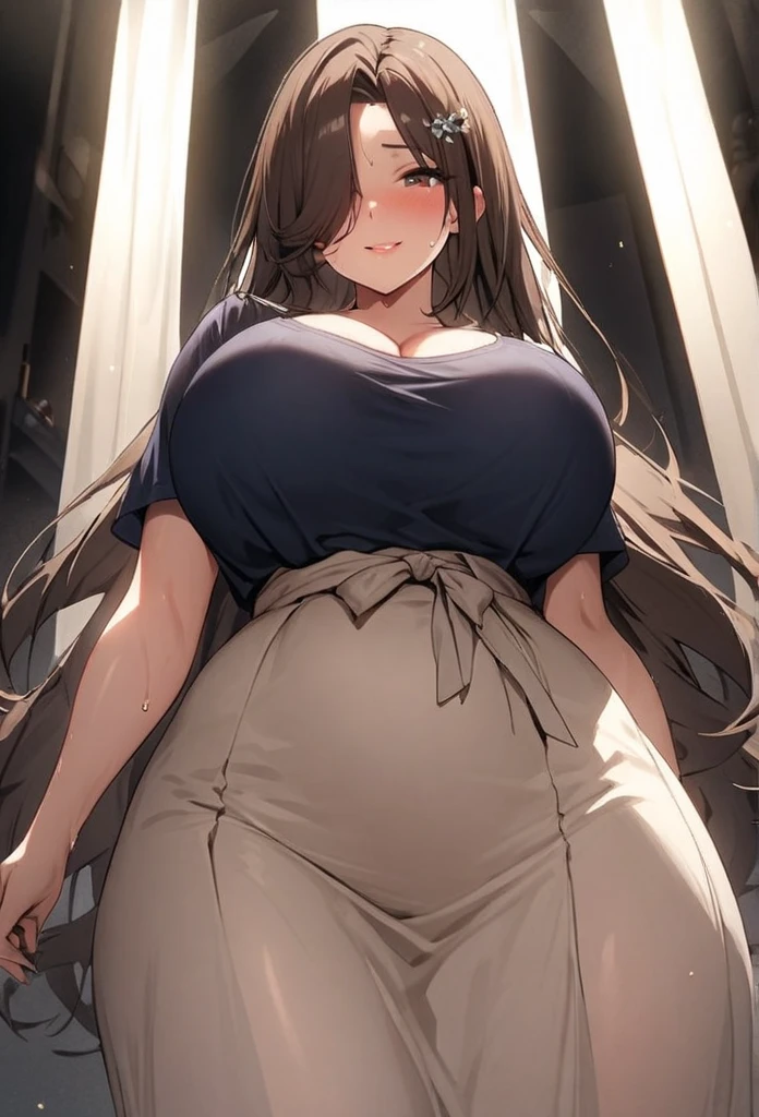 photorealistic,,[ 4 k digital art ]!!,(seductive mature  realistic woman),(long eyelash,eyeliner),(tareme),photorealistic face,realistic woman, (black curly hair),(plump body:1.3), detailed face,clothed mature woman posing in crowded street,outdoor,crowds looking at woman,(clothed woman),(off-the-shoulder brown sweater and white pleated skirt:1.3),(double peace),(thick pubic hair:1.3),wet pussy,(ahegao:1.3),(wet  brown pupils),orgasm,oiled skin,(sweaty),look at viewer,(creampie:1.3),(curvy body:1.2),(trembling:1.3),excessive cum in pussy,(cum in pussy:1.3),heart-shaped,orgasm,from below,from front,naughty bra,
