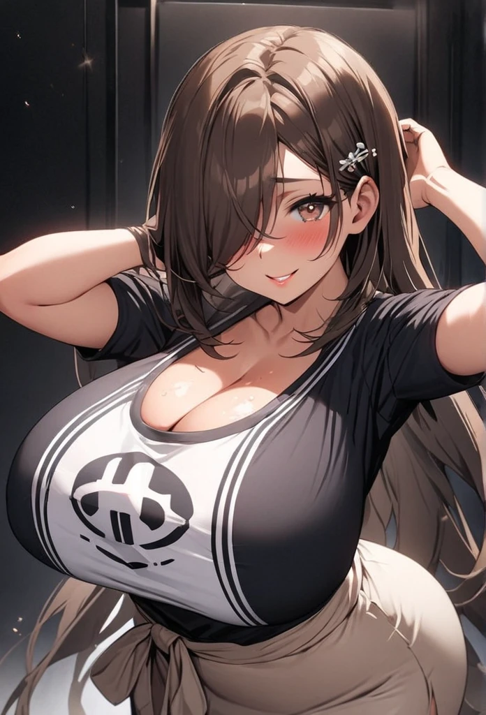 highest quality, 32k, Raw photo, incredibly Abdominal musclesurdres, Very detailed, Delicate texture, (Beautiful and beautiful eyes: 1.2), (overhead), Beautiful Face, One girl,White crop top, leather shorts, oversized leather jacket, Upper Body, Abdominal muscles,Sweat, Ahegao, Roll your eyes, blush, Drooling,body fluid,indoor, night, Sexy mole、Top view,Big Breasts