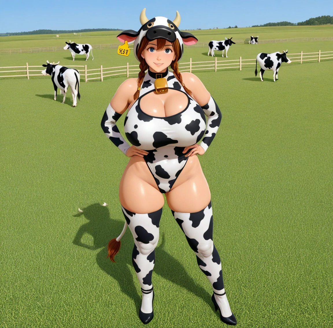 two cows are copulating,she is one cow of them