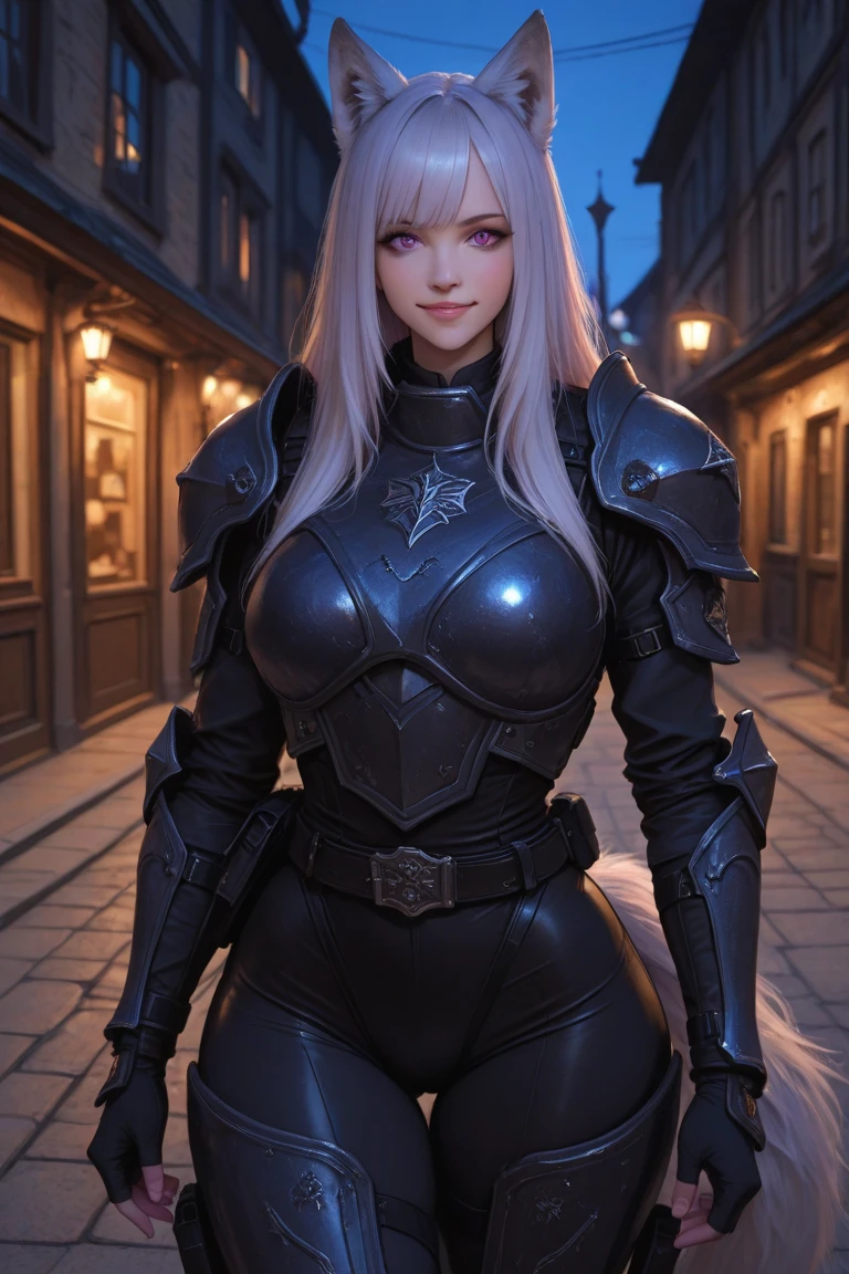 anime girl in leather outfit posing in a castle doorway, cushart krenz key art feminine, elf girl, succubus in tight short dress, armor girl, extremely detailed artgerm, alluring elf princess knight, lalafell, alchemist girl, 2. 5 d cgi anime fantasy artwork, thicc, leather armor, full leather armor