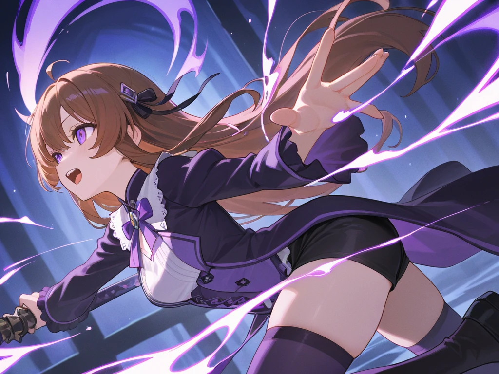 minori3rd, medium breasts, solo, magician, (tuxedo, leotard), (smile, open mouth), (solid black tights), standing, perfect anatomy