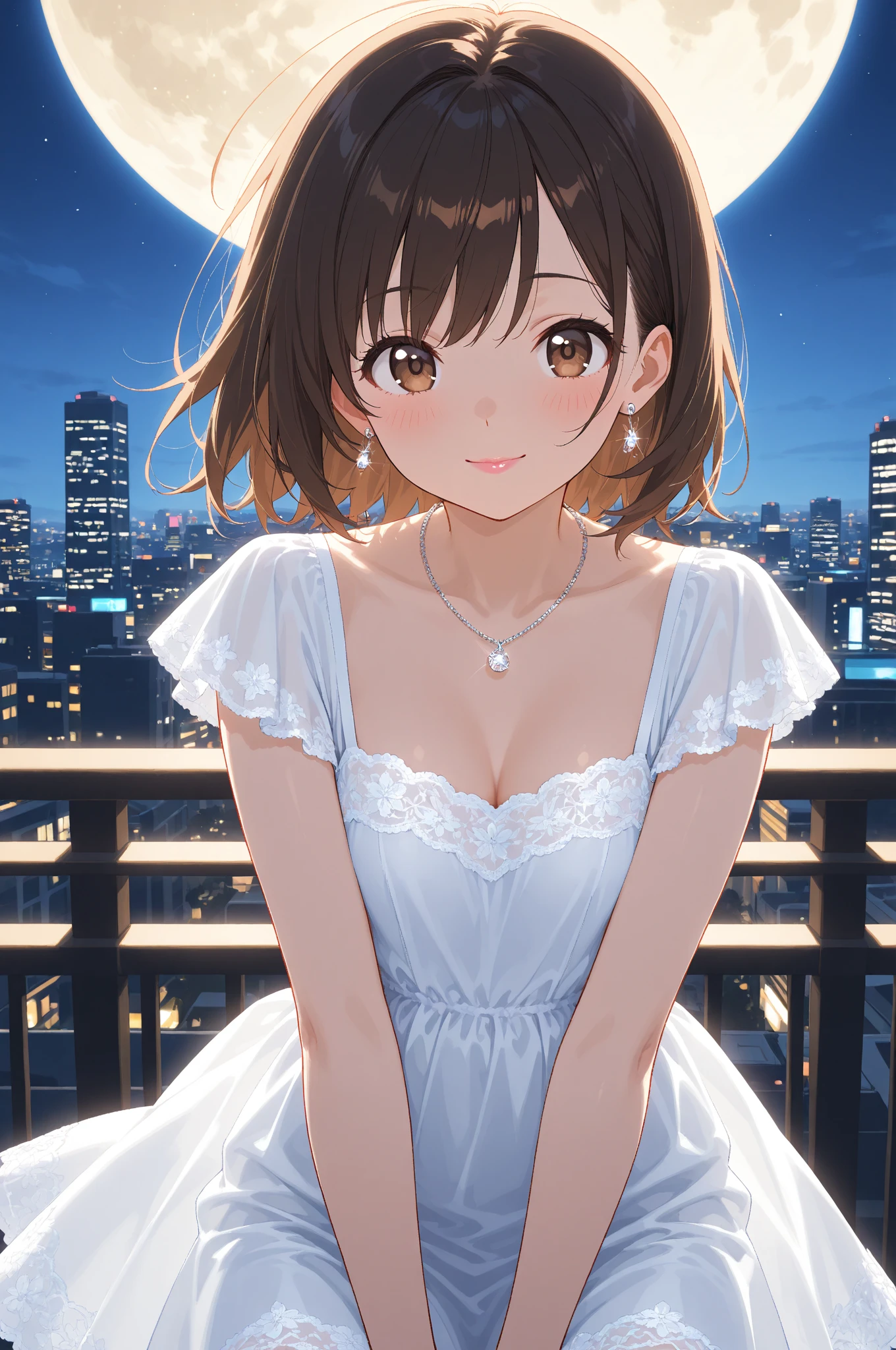 (8k, best quality, master piece: 1.2),super high resolution,1 girl, solo, colorshift eyes, hyperdetailed, expressive eyes, ultra-detailed face, ass pov, blouse、Random hairstyle、Random hair color、Midnight、Out of the window、Starry Sky, Collarbone, Ecstatic expression, cleavage,wariza, cowboy shot