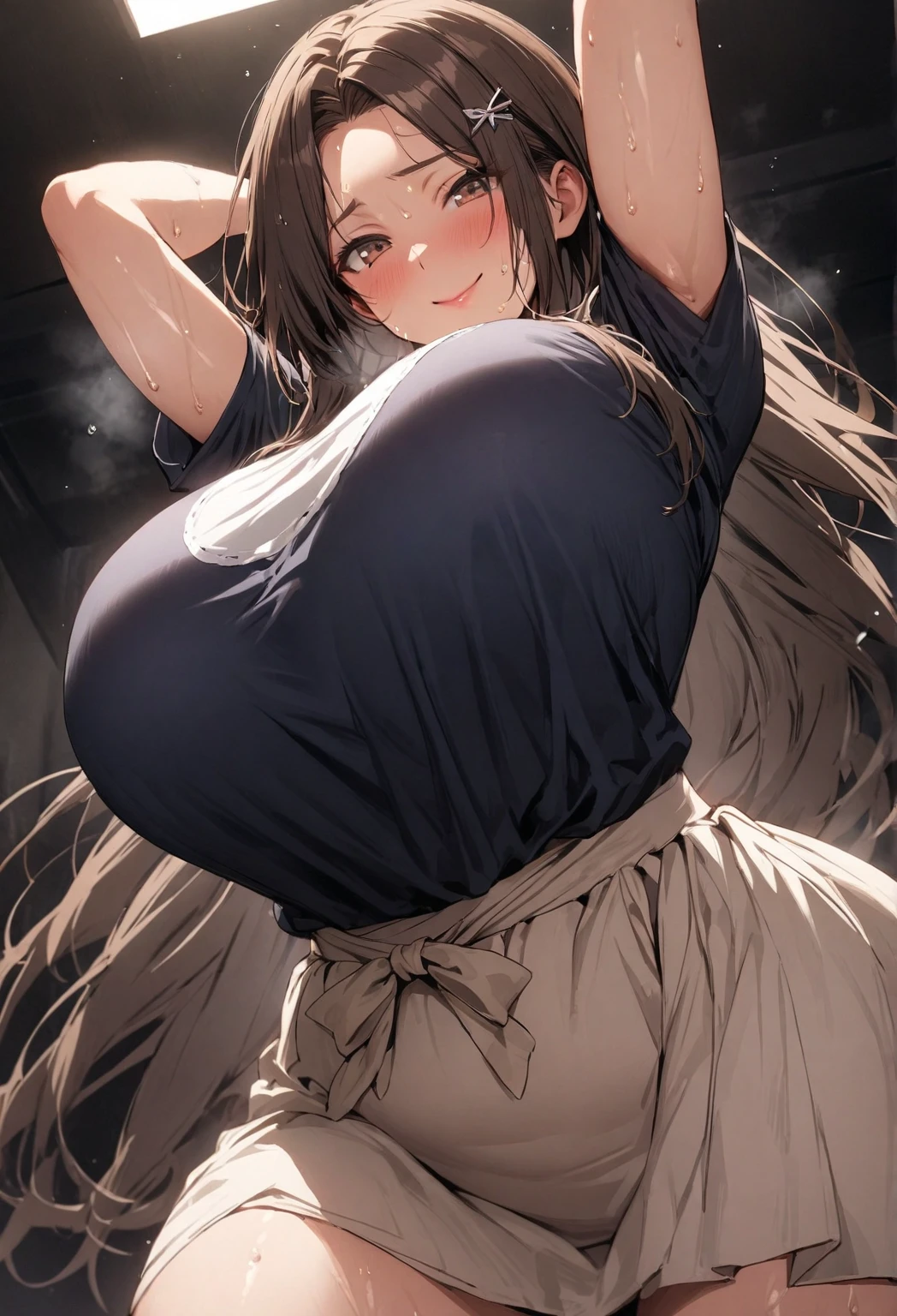sadako,1girl,solo,super huge breasts,looking at viewer,near,standing up,in room