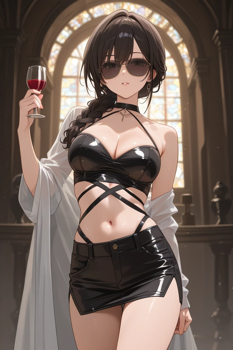 女の子1人, Wet Picture-Beautiful Face, lila Haar, pantyhose Bodysuit, bedeckter Bauchnabel, lila Augen, Hüftwind, niedlich, Schauen Sie sich den Viewer an, Night Town, Neon, Spread legs, feet standing