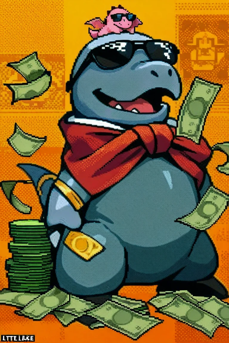 Stegosaurus stripper bikini dancing money