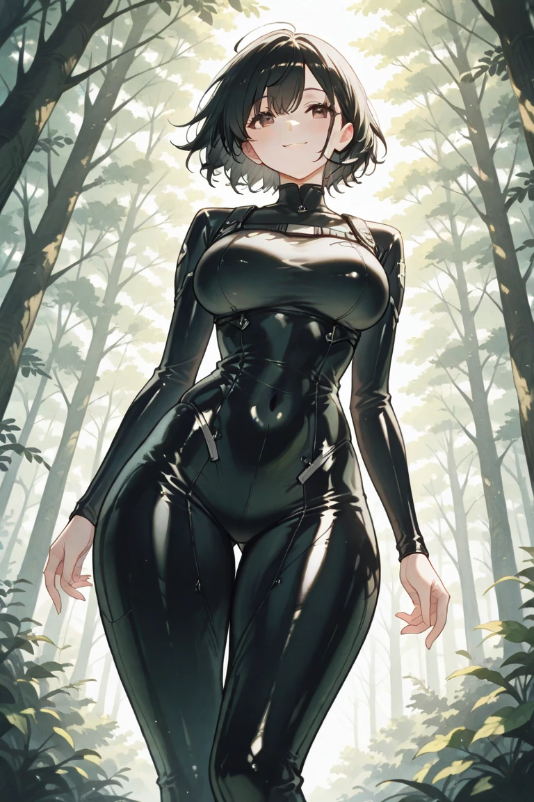 1girl, ((solo)), (((standing full body))), masterpiece, (high detail:1 1), Rough face, Natural skin, high quality, Hinata Hyuga, (((very long hair))), wavy detailed hair，(French braid hair), White eyes, （Big breasts:1.2 ），( smile:1.2），Face blush， (arm behind head:1.5), Sexy figure, perfect bodies, beautiful eyes, (Detailed face and eyes), (face: 1 2), voices, Extra, real photo, ... ... ........... PSD, sharp focus, contrast lighting, Delicate skin, High definition 8K, incredible details, realistic, professional photo shooting, 8K UHD, SLR camera, soft lighting , high high quality, film grain, Fujifilm XT3, magic, particle FX, (((she wears tight armor body suit, tight pants))), (((in the forest, dark forest, horror forest, lavender field, cherry blossom petals))), looking at viewer, (((Show cameltoe))), ((full body)), ((standing)), gloves, ((huge ass)), nipples, ((long sleeves)), (((sexy slim body))), focus, ((black boots)), ((black gloves)), ((focus)), ((blush)), ((tight pants))