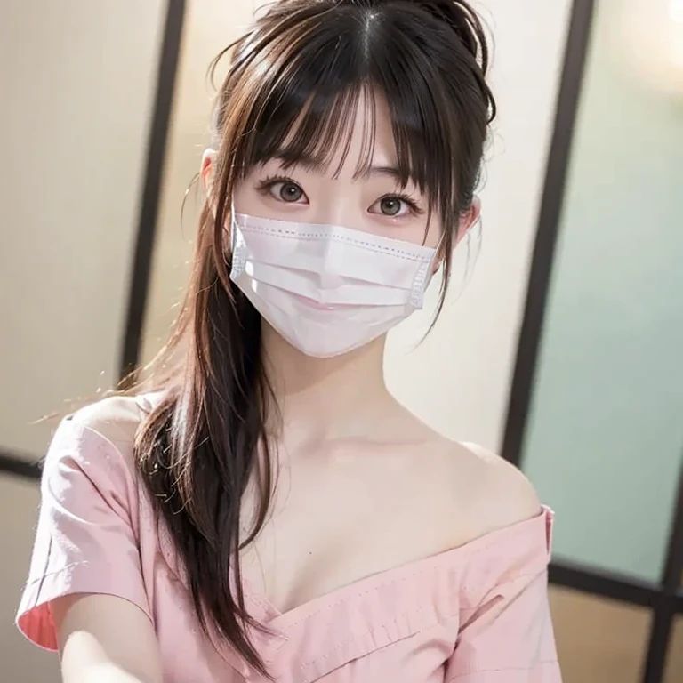 Cute one piece dress、Chest opening、Real Beauty、Leaning forward、Face masks