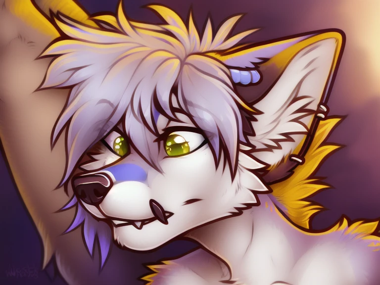 (author:Hioshiru and tekahika and dripponi, (coffeesoda:1.1)), countershading, Solo, anthro, Male, (badger), ((intricate detail fluffy fur texture)), Purple mane, white and purple fur, headshot, chest tuft, ((wears)), digitigrade, Handsome, Solo, (musculature), (shaded), (Detailed eyes):1.2, ((busts)), face shot, mouth shot, mouth focus, maw shot, open mouth, gaping mouth, saliva, saliva string, drool, excessive drool, drooling, tongue, tongue out, panting, heavy breathing, fangs, presenting mouth, looking in mouth,