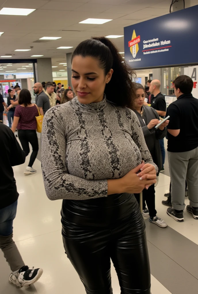 ((( very short chubby 40 year old female ))) , (( wide shoulders )) , ((( narrow hips ))) , (( narrow waist )) , (( side view )) , (( side on view )) , (( slutty pose )) , ((( old small sagging breasts ))) , (( long dark hair ))) , Depth of field , ((( sagging belly ))) , ((( sagging stomach ))) , ((( drooping belly ))) , ((( fat belly ))) , (((( in a busy shopping mall )))) , ((( showing pussy ))) , ((( hands pulling trousers down )))) , (( seductive expression )) , ((( looking at viewer ))) , short height , (((( pointy upturned nose )))) , ((( long thin nostril ))) , ((( mouth slighty open )) , ((( pouting ))) , (( wearing open jacket and black loose trousers and black bra )) , (raising eyebrow) ,masterpiece, best quality, ultra-detailed ,shadows, clear sky, (skin texture) , (warm hue, warm tone:1.2), sidelighting,contrast, ultra high res, best shadow, RAW, (( exposing crotch )), (( hairy pussy )) , (((( exposing pussy )))) , (((( showing pussy )))) , (((( revealing pussy )))) , (( showing pubic hair )) , (( lots of fully dressed people in the background )) , (((( nsfw )))) , people walking close by