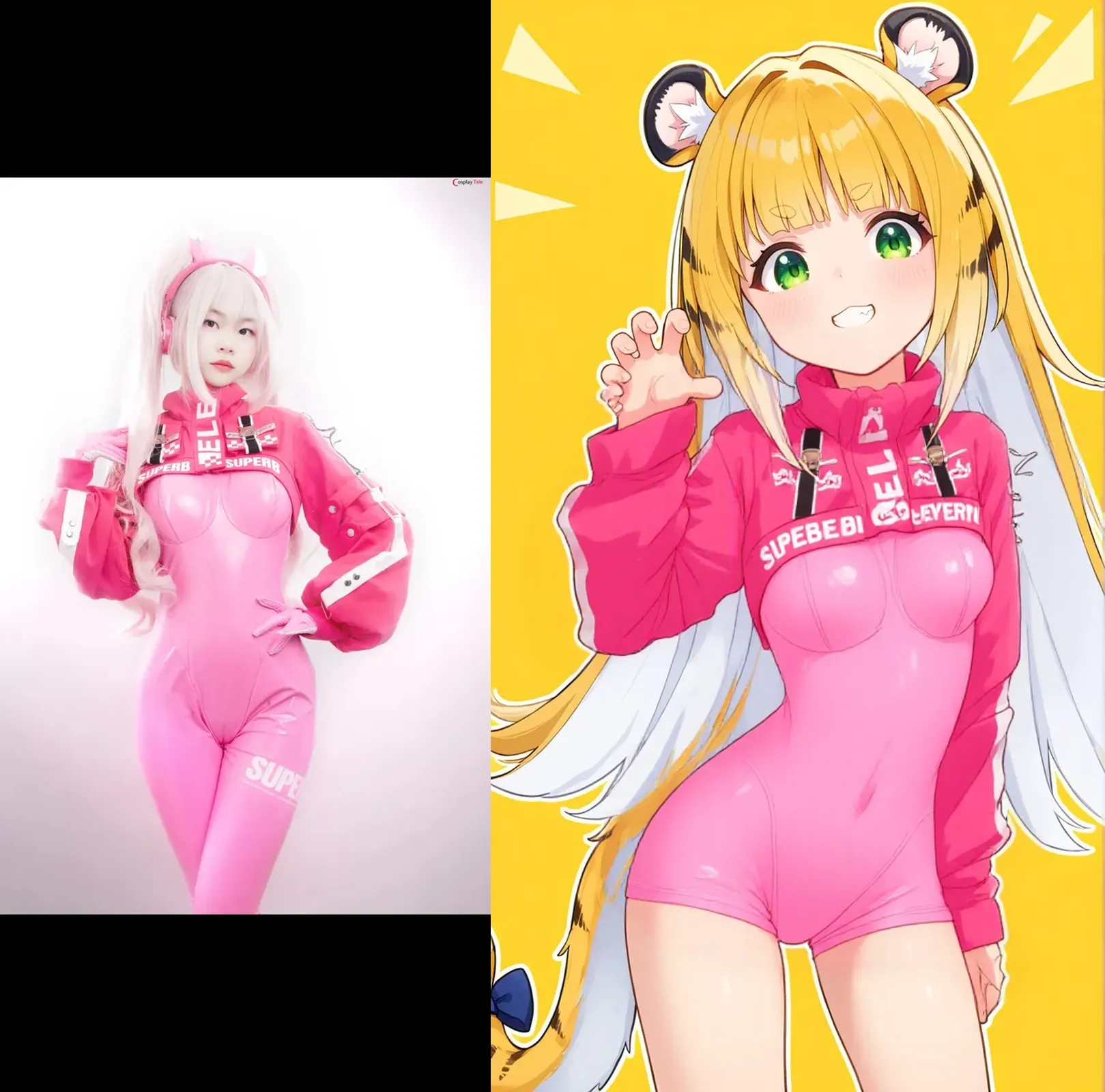 White and Bright Red, (Masterpiece 8K TopQuality:1.2) (ProfessionalPhoto:1.37) ExtremelyDetailed (((a T-shirt) with PUNIPUNI KAWAII girl Printed on it) with "SUPER BITCH" Logo )