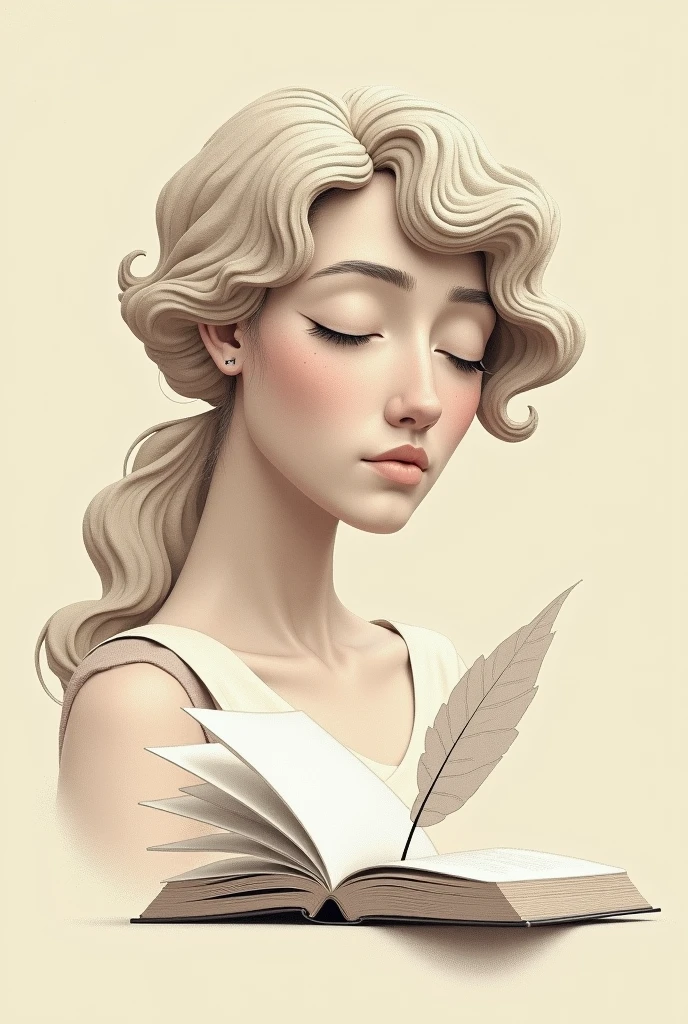 The hyper-realistic digital illustration depicts a young woman standing frontally in the center of the image, facing directly towards the viewer. She has long, wavy hair that flows down her shoulders, framing her face. The woman's facial expression is laughing, her lips are heavily parted, and her eyes are large and expressive. Her skin color is in shades of gray, which creates a monochromatic look. Intricate carved patterns resembling dollar bills cover her entire body including her face, neck, chest, arms and lower torso. These patterns include certain symbols, geometric shapes, and text such as “ONE HUNDRED DOLLARS” and “UNITED STATES OF AMERICA” arranged in a grid pattern. The lighting is soft, diffuse and even, emphasizing the fine details of her hair and the patterns of dollar bills on her skin without creating harsh shadows. The background consists of many overlapping dollar bills arranged in a collage-like pattern, creating a layered effect. The visible banknotes feature portraits of Alexander Hamilton and other figures, as well as various elements such as serial numbers, stamps, and thin lines characteristic of the currency. Notably, the green serial number '0165876601' is visible on the upper left bill, and 'THE UNITED STATES OF AMERICA' is printed at the top of the background. The color palette consists of various shades of gray and beige, with high contrast, moderate saturation and low brightness, contributing to an overall neutral and balanced composition.