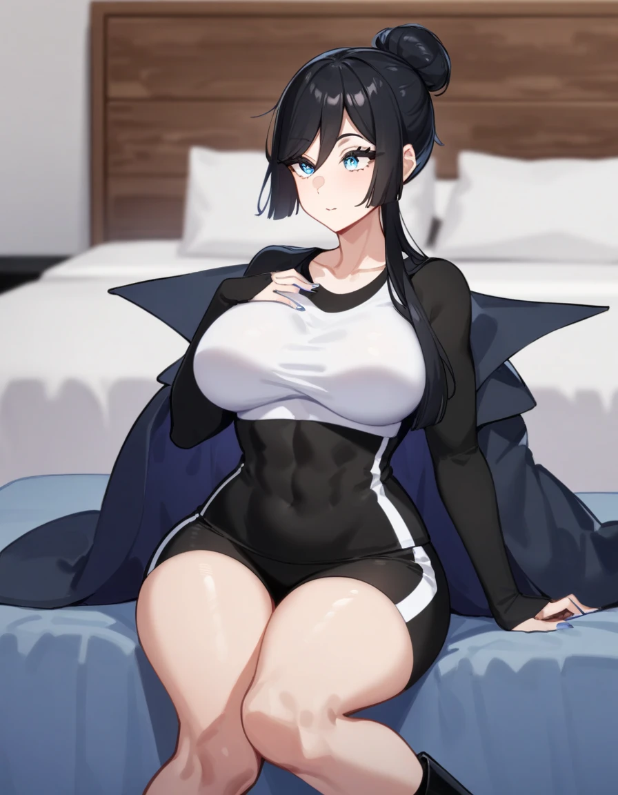 Big breasted woman showing off in tight clothes 