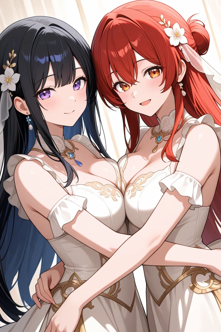 (((obra maestra del anime))), (((anime bien realizado))), romantic couple master man and maid, mujer foxy adulta con el pelo largo gris y ojos rojos brillantes, piel palida, sonriente,  hombre adulto, pelo corto bicolor, ojos radiantes de color verde saturado, piel palida, avergonzado 😳, muy cerca entre el y ella, 