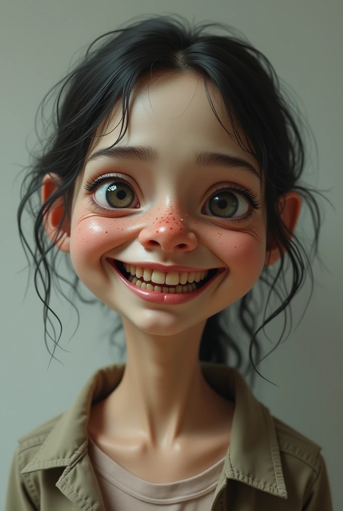 Laughing girl look crazy with long hair pixar-expired