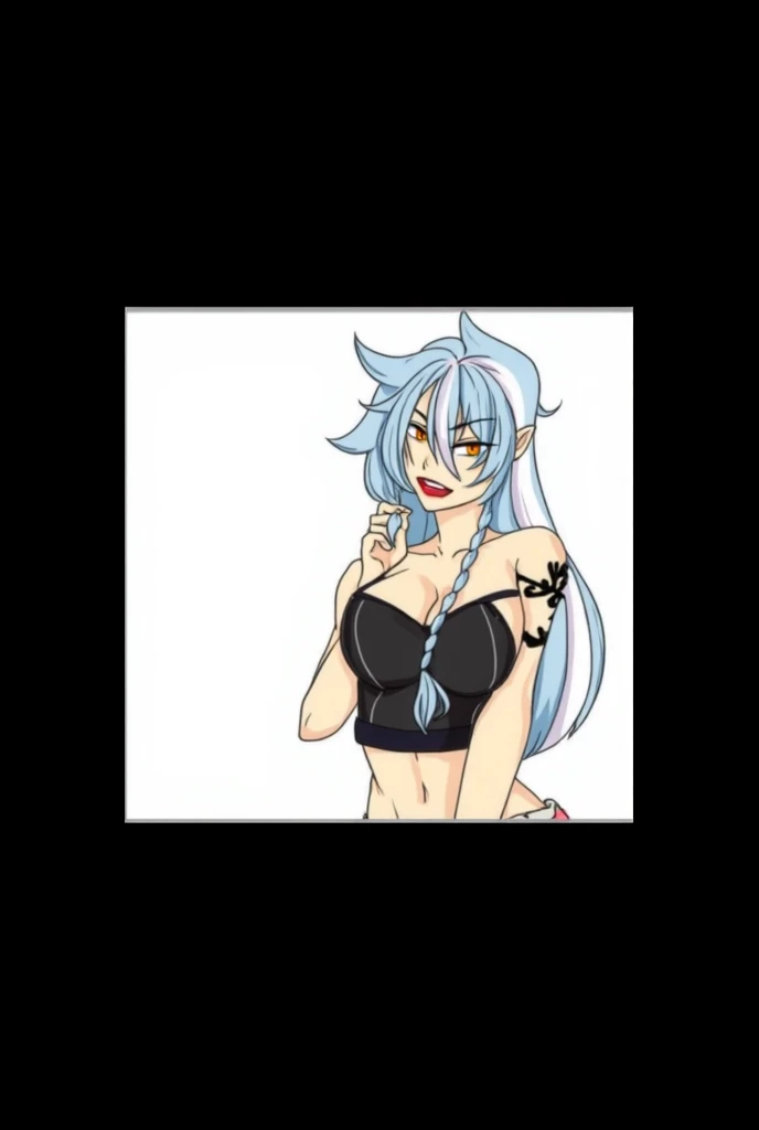 Wolfie, solo, girl1, leather pant, spiral breast, black lips, long ears, earrings, spike caller, pose, sexy, furry shoulders, best quality, masterpiece, white background
