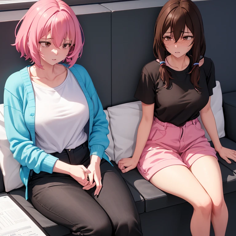 wearing very short shorts and a loose shirt