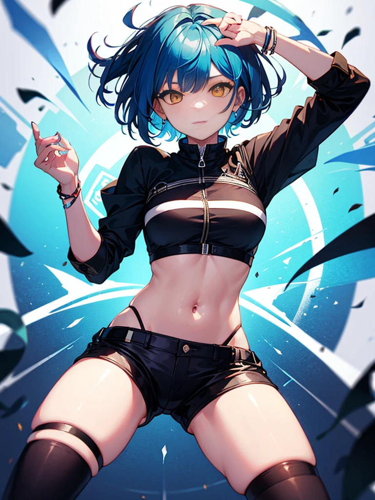 anime girl with blue hair and ears with a cat ears, 2 d anime style, ayanami, 2 d anime, anime moe artstyle, by Shitao, rem rezero, anime style 4 k, 2 d art, 2d art, profile of anime girl, from arknights, by Puru, no type, by Kamagurka, rin, wearing leather jacket and pants, sexy, black background