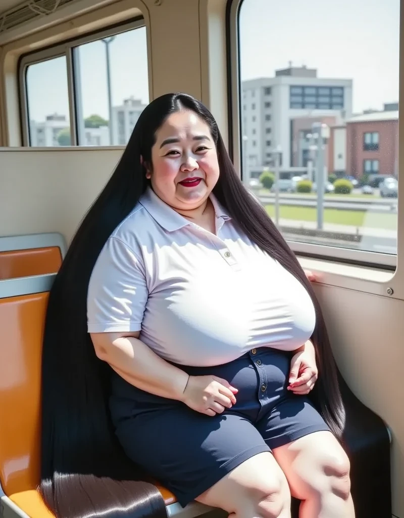 Slightly chubby girl,Big chest,One meter six,Sexy outfit,Take the bus