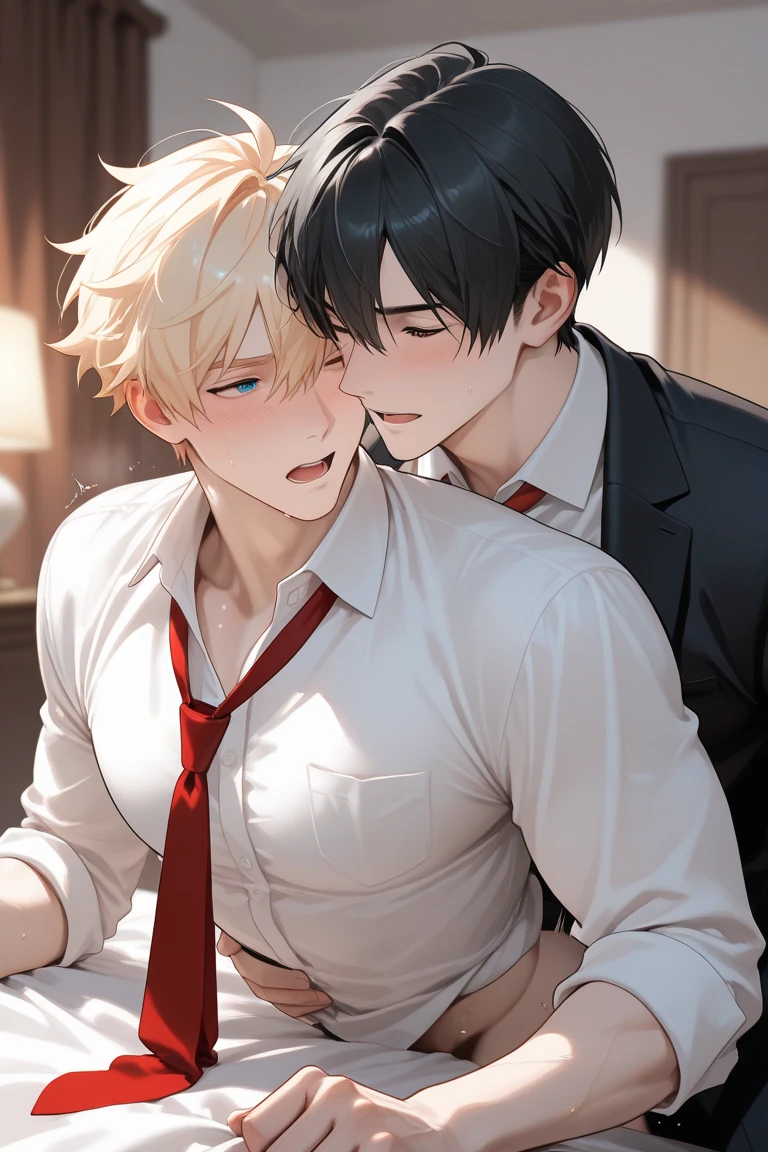 ((best quality)), ((masterpiece)), (detailed), a boy rides on a boy, hug each other , face, 2 boys, gay couple,, kissing on lips gay couple, bl couple, yaoi, 4k ultra anime quality, anime ARTSTYLE, bl yaoi, hugging, 4k anime art style, cute, bl ARTSTYLE, bl manga,composition that shows the whole body