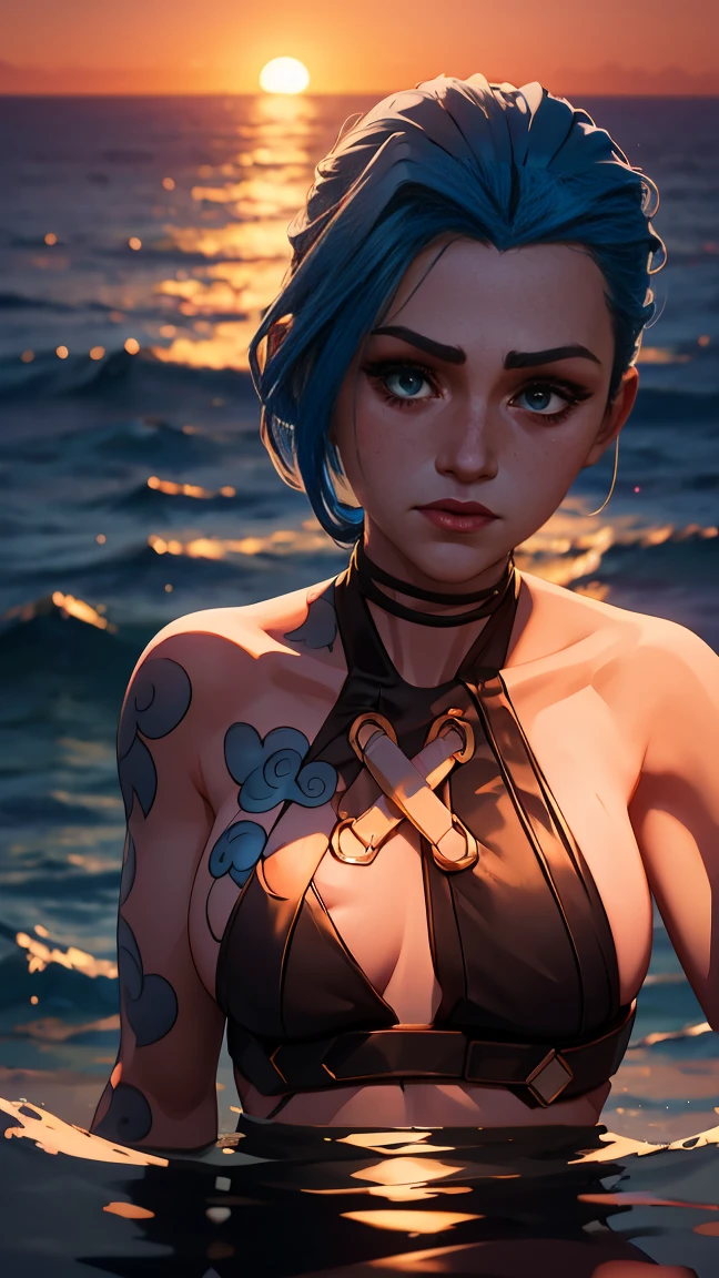 panoramic, woman lying with her legs open showing her stomach, jinx wearing sexy bikini, full body, legs open, big ass, ,detailed blue eyes,alone, (freckles: 0.8), cinematic light, edge lighting, ultra high resolution, perfect anatomy, blue hair, (small breasts), long hair, red lips, twin braids, 1 girl, beautiful hips and full body belly , beautiful face, beautiful hands, girls, high resolution beautiful eyes,blue eyes, character concept, perfect anatomy, focus, approaching perfection, dynamic, high details, highly detailed, station, concept art, sharp soft focus, art, kim art jung gi, Artgerm, Carne Griffiths and Wadim Kashin, Sasha Yakovleva, Loish, Jeremy Mann, Lightningwave, Victor Nizovtsev, Greg Rutkowski, Noah Bradley. trending on artstation, 8k, masterpiece, fine details,