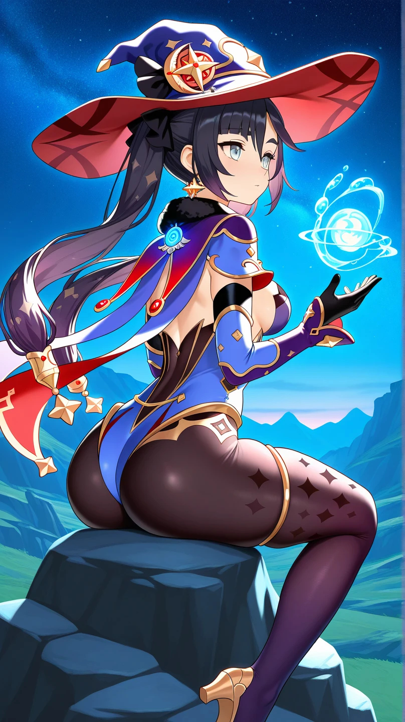 ((obra de arte)), Seele HSR, 1 garota, Sozinho, roxo_cabelo, very long cabelo, medium breasts, obra de arte, Melhor qualidade, alta qualidade, Melhor qualidade, high resolution, ((lindos olhos detalhados)), (rosto muito detalhado), olhando_no_visualizador, ao ar livre, cara de bravo, ((fechar-se, retrato)), coxas grossas, (captura de tela de anime), ((fundo escuro, roxo butterflies, blue lighting effect)) (beak cabelo), nsfw, ahegao, hot pants, sexy ass, bubble butt, big hips, big thighs, pantyline, ass pantyline, butt