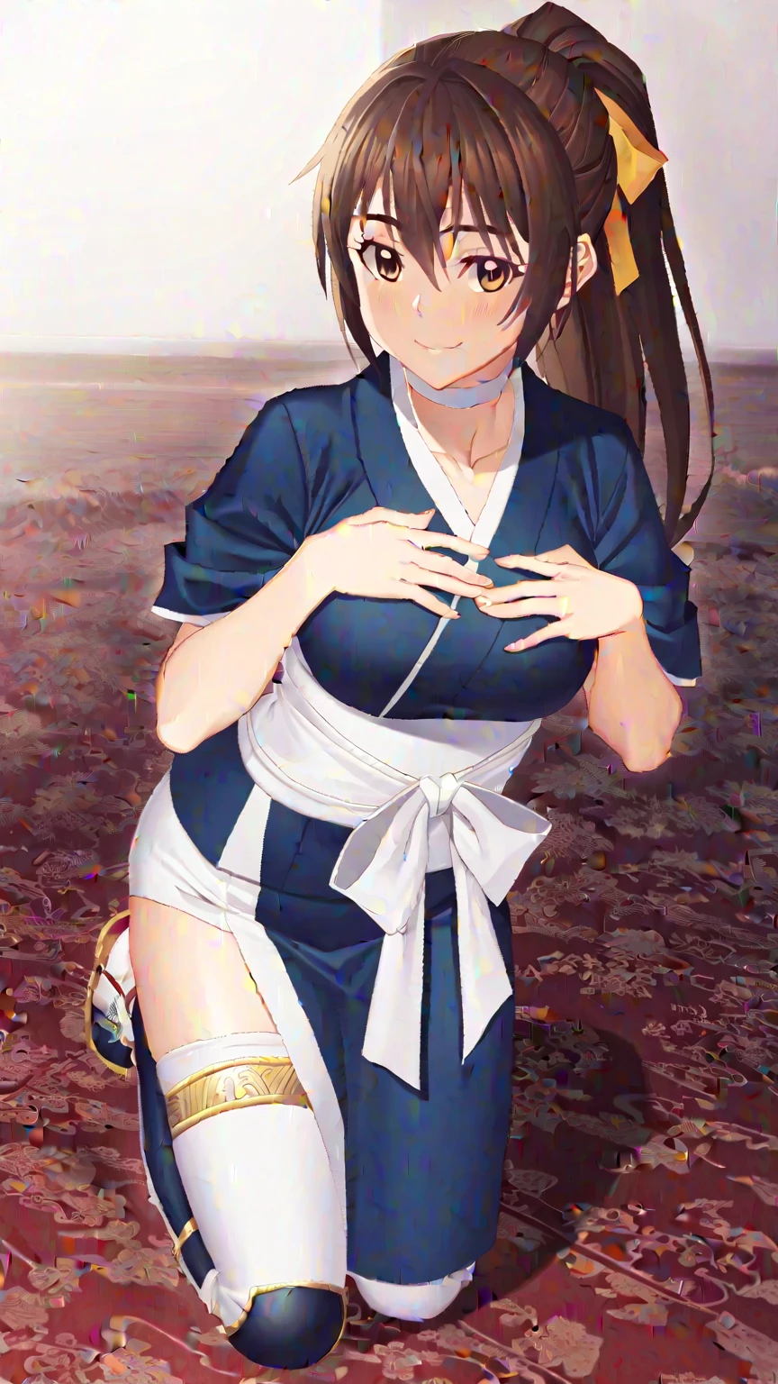Masterpiece,4K,Perfect Face,Perfect body,A 20-year-old girl with big eyes and a big smile wearing a gorgeous Yosakoi Soran Festival costume,Sumo ring,Detailed, Hollywood-style real-life images。Small breasts。Very small virgin-like areola, very pale in colour, similar to her skin tone。