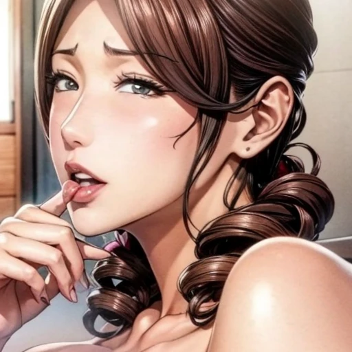 ((the most beautiful woman in the world:1.76)),(masterpiece:1.66),(FHD:1.11),(16K:1.12),(best quality:1.14),high quality,(ultra detailed:1.15),hyper detailed,insanely detailed, exquisite,beautiful,absurdres,1 woman,(house wife:1.5),(40 years old:1.3),(middle-aged:1.49),japanese woman,((the most beautiful woman in the world)),(slender:1.55),beautiful,medium skin,shiny skin,detailed skin,detailed face,beautiful breasts,small breasts,side part, curly hair, half updo,((White panty, white bra, lace)),Dining,(sit to sofa:1.2),(shy:1.76),(from above:1.5),(looking up:1.4),(looking at viewer:1.33),(looking at viewer:1.33),(lewdness:1.54),((sweat:1.47)),((sexual pose:1.8))