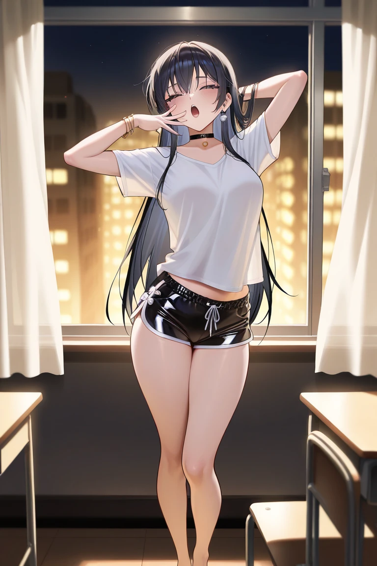 (La mejor calidad,4k,Altas Resoluciones),(realista:1.37),Shy and blushing,sexy,monos en el suelo,uniforme transparente mojado,Black lingerie,pantalon corto,Medias negras largas,Wet,empapado,abierta de piernas,Agua,(foto ),(ropa de deporte),uniforme de deporte,(gimnasio escolar), 

(Cuerpo completo,anime),(vivid colors),(Soft lighting)