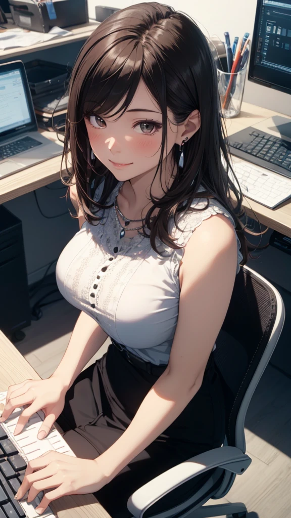 Happy girl, at centre, looking at the camera in, nearing perfection, dynamic, (blues and ((forest green 1.5)))), The is very detailed, digitial painting, art stations, concept-art, smooth private parts, Focus sharp, illustratio, Artwork by Carne Griffiths and Wadim Kashin, 详细的脸, 4K