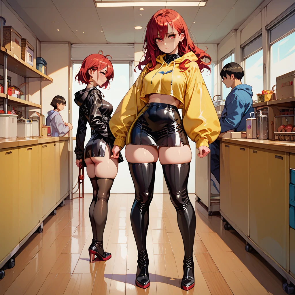Blue skinned Japanese girl、Close-up of a girl in a black leotard、Black glossy leotard、Black boots、Wearing a belt around the waist、Saiyan Girl, wonderful, Nano Girl, Female body type, Inspired by Hiromu Arakawa, Anime Manga Robot!! Anime Girls, Fubuki, Full Body Suit, by Hiromu Arakawa、wonderful, silk, Beautiful and attractive anime teen, Anime Girls of the future, tears,Drooling,Pee,Sweat,Tongue out,incontinence,Peeing,Mouth open and tongue out,Estrus,Eyes wide open,Estrus,Blushing,Nipples are erect,Face is hot,Lust、Mouth wide open and tongue sticking out、incontinence、My crotch is wet、Crying face、Drooling、Red face paint on the upper half of the face、Red face paint on chin