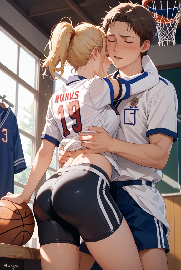 Browsing Caution,(Petite),(Cute man's daughter),((Penis in the crotch)),((Handjob)),(Two blonde women with low pigtails),lips,Sweat,White Breath,Ecstasy face,Naughty sound effects,(((ejaculation))),Baseball uniforms