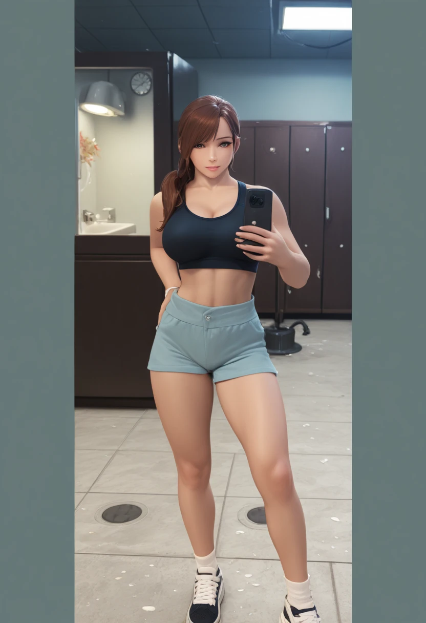 Araffe woman in very short pants taking a selfie in a mirror, best known Tight suit, Thicc, Diosa rubia, con cabello largo y rubio, chica sexy con cabello largo y rubio, cabello rubio grueso extremadamente largo, 18 years old