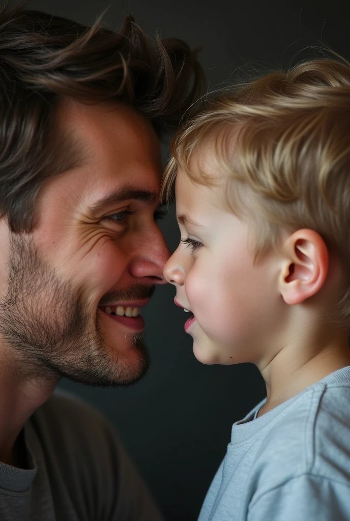 Adult naked dad kisses adult son