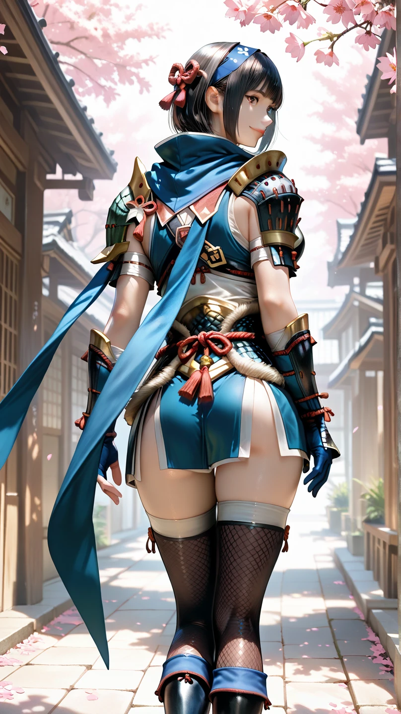 samurai girl, oriental, korean, dark black hair,, （Straight hair or ponytail）、, k pop idol, Detailed,, 1 girl, beautiful, ((Thin laughter))、8ｋ, artwork, Hyper realistic, wallpapers, Mini skirt,, samurai armor, （rise）, open legs, Pantie、, panties appearing, Light blue panties, Up skirt, cameltoe, thong, pantyshot, ((Light blue lighting))、((backshot))