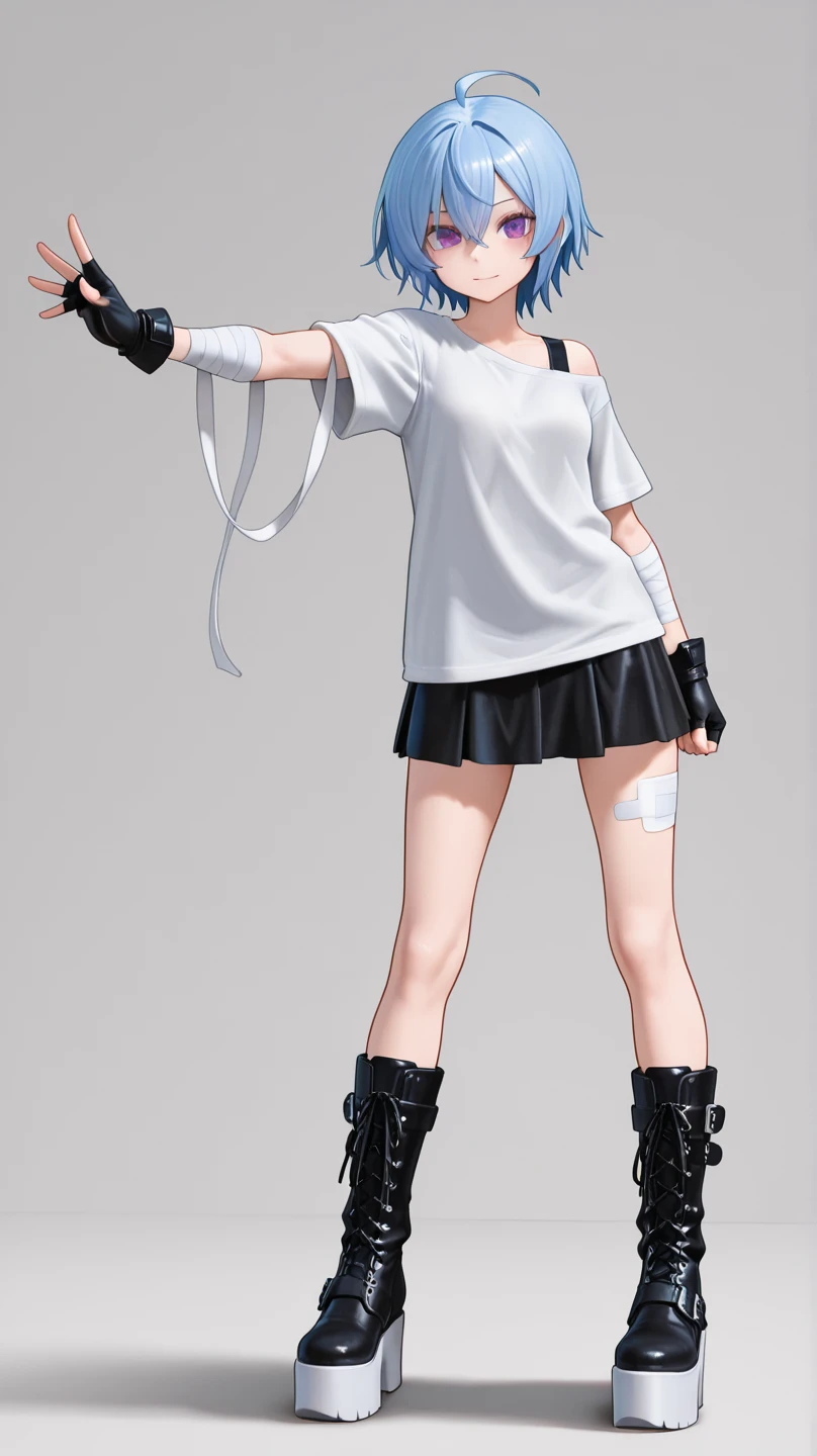 simple background,white background,white hair,short cut,1girl,short pants,sneakers, beautiful eye, full body,dancing,looking away,[realistic], [3d], smile, closed mouth,(8k, RAW photo, best quality, masterpiece:1.2), ultra high res, (((realistic, photo-realistic))), professional lighting, detailed lighting, professional photography, fisheye, dynamic angle, high quality, high res, extremely detailed, bloom, depth of field, sketch, sharp focus, soft lighting, good composition, god light highlight, detailed, (((photorealistic details))), detailed skin, to8contrast style