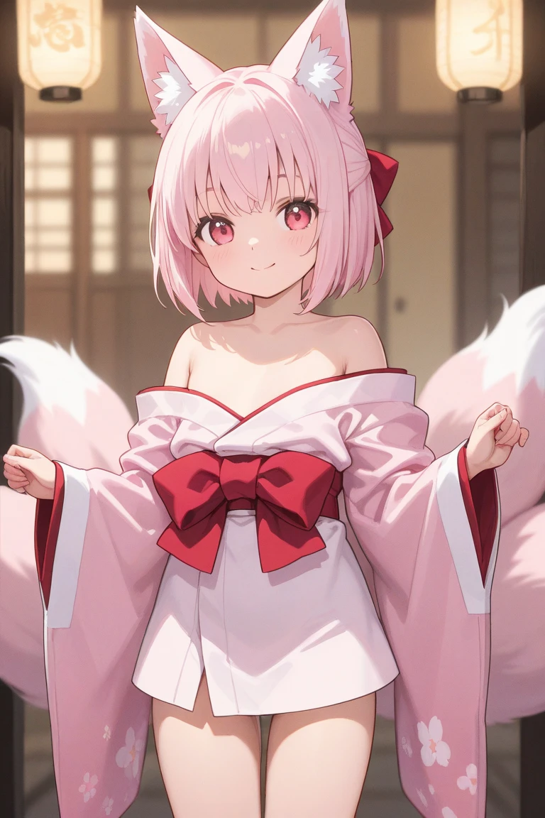 One girl, Realistic, (View your viewers:1), (Urzan-6500:0.66), Thighs, just legs, Speckled sunlight, Highest quality, Ultra-high resolution, (photoRealistic:1.4), Miko Yae, Fox Ears, short hair, pink hair, yes_cherry blossoms, jewelry, cherry blossoms, (smile:1), just_shoulder, hair_ornament, purple_eye, , independent_sleeve, , detailed eye,, (light smile:1), , (Small breasts:1.4), , (just upper body:1.4), Put your arms behind your back,((Toddler girl)) ((5 years old))((naked)) ((nsfw))長いhair