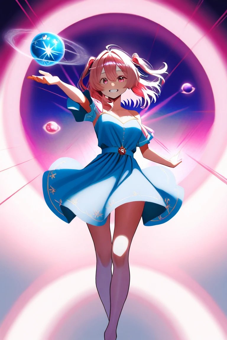 Masterpiece, best quality, super detailed, illustration, medium view, beautiful detailed eyes, ((far view, wide angle 1.31)), (glass jar:1.15),(girl in jar:1.35):(sitting girl), white hair, pink bow, sexy, facing face, big breasts, cleavage, big breasts, blushing, masturbation, Grab your own breasts, Spread your legs, bare legs, Raise your legs, underboob, visible bellybutton, pink hair, bow, purple bow