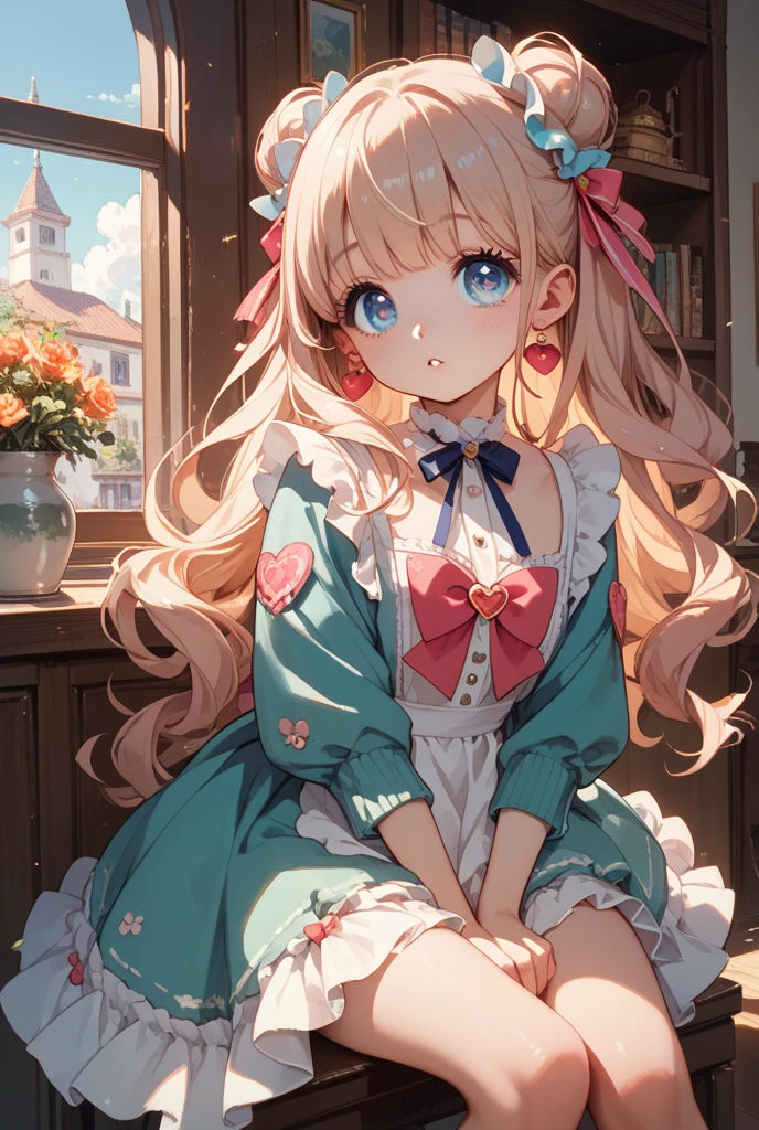 1 cute girl,(Alice In Wonderland) , sitting , holding Big serving cake , upper shoulders , character focus ,close to viewer, smile , open mouth,blush , high resolution,(incredibly absurdres), (hires.fix:1.3),anime visual,extremely detailed CG unity 8k wallpaper, ((masterpiece)), ((top-quality)), (beautiful illustration), ((an extremely delicate and beautiful))