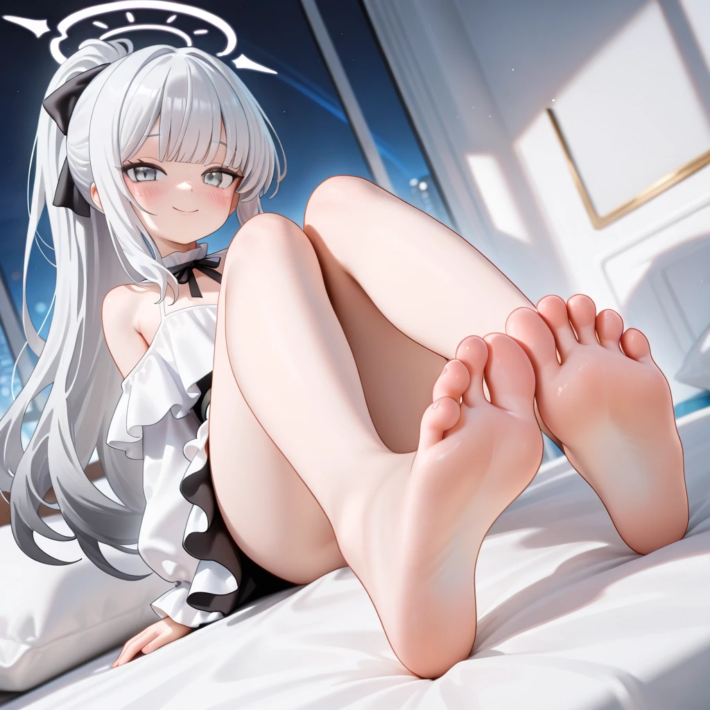 White-haired, blue-eyed, barefoot loli