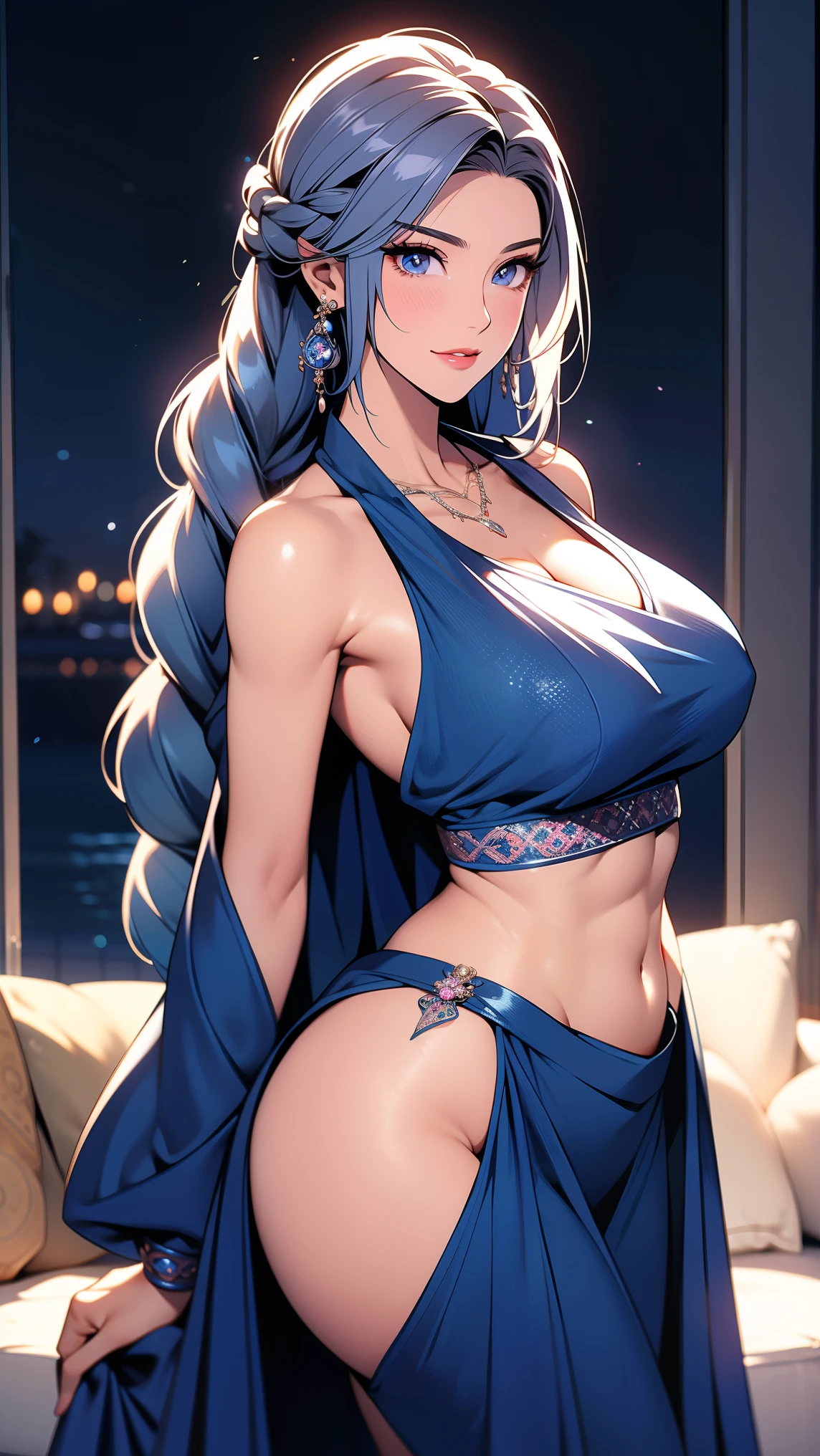 （Enrich the picture，Masterpiece level quality）Beautiful 8K CG artwork，Goddess-like posture，Kneeling exercise，Slim and soft，Translucent skin，with pink hair、The beauty of extra-long hair, Super Long Straight Hair，The skin is fair and juicy，Big breasts lingerie miniskirt uniform，Perspective Part 1.2x enhanced silhouette effect，Exquisite transparent blues pattern in pajamas，The details are intricate and exquisite，The background is slightly blurred，Charming and lustful leg seduction，Drool，Q cup big breasts，Blush，Japan goddess，Perfect body slim curves，Scene by the sea，The shirt is fully open: 1.4, The chest is completely open, Shirts are worn over underwear, (Shirts are worn over underwear: 1.3),