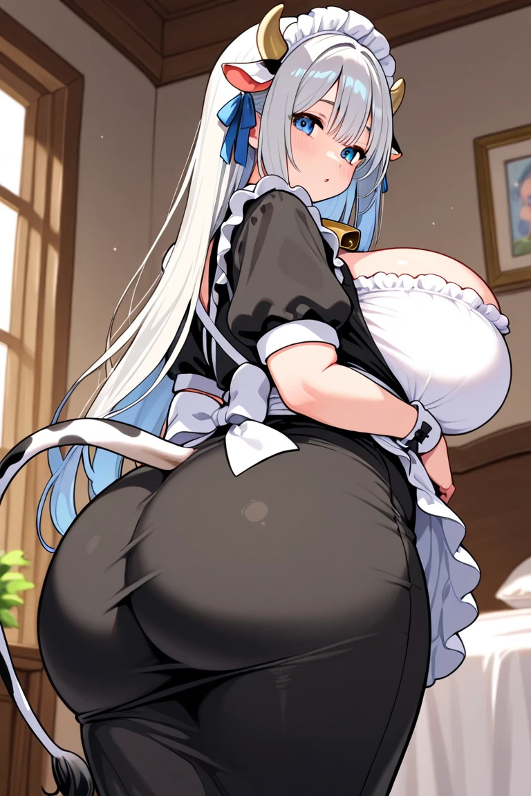 Highest quality High resolution A lovely young and beautiful woman Red eyes Beautiful gray hair Medium Perm Cute Gentle Girl Cat ear A beautiful and captivating wedding dress maid outfit Fascinating maid outfit Breastfeeding services 驚異的な魅力を持つ童貞キラーのBig Tits Sexless Breast milk Breathtaking Incest Rut face Chubby Big Breasts Super Breasts Big Tits 黒くてエロセンシティブでFascinating maid outfit 横乳はみ出そうなデカいSuper Breasts (masterpiece), (Voluptuous body), (Pretty face), Adult Women Mature Women Wearing a glamorous wedding dress maid outfit、She is wearing stockings and white thigh-high socks,She has a condom in her hand, Mature mature woman face, Huge breasts, Huge thighs, Huge Ass, Voluptuous body, Good balance, Invite her to have sex in bed at night