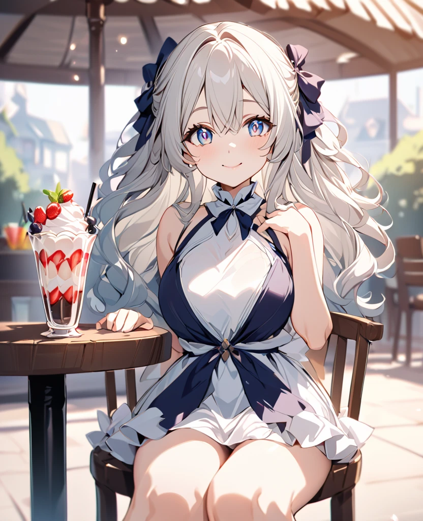 (masterpiece, best quality:1.2), 1 girl, alone, white hair, black手套, hands raised, black, indoors,