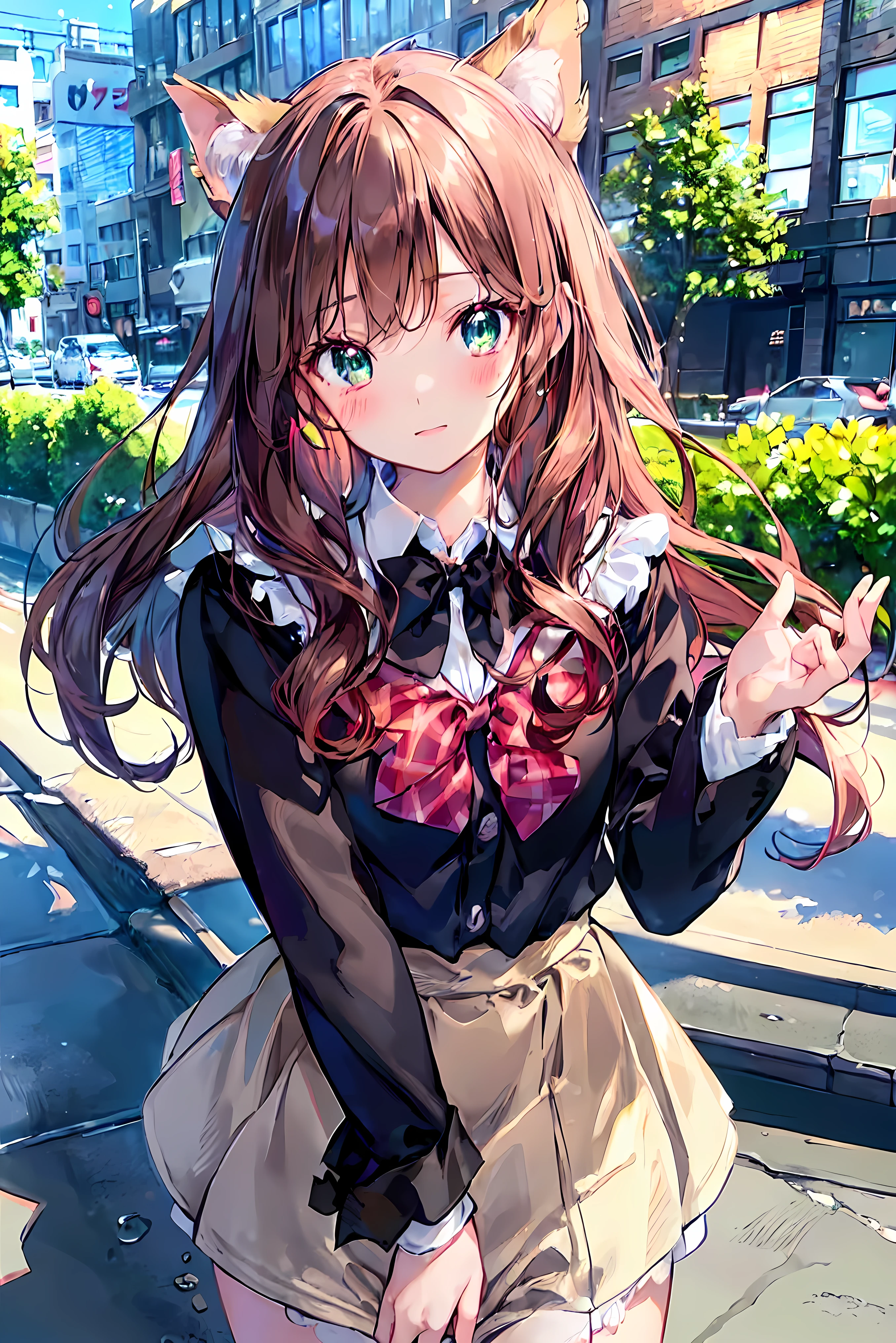 Smile、natta、RAW photography、(((The ultimate beauty portrait)))、((glistning skin))、1 rapariga、15 year old beautiful girl in Prague、bright expression、((A brown-haired))、(nedium breasts)、(Plaid pleated skirt:1.5)、((Big eyes that sparkle like gems))、Open cardigan、Open your clothes、pantihose、Glossy glossy skin、(Medium hair)、(Silky ponytail hair)、(It's standing)、(from below)、Under the skirt、Under the skirt、(Close-up of underwear from below)、eyes liner、beautiful bangs、Hair between the eyes、((tmasterpiece、top-quality、ultra - detailed、Film light、intricately details、A high resolution、The is very detailed))、细致背景、8KUHD、Digital SLR、Soft light、high high quality、filmgrain、富士XT3 、Shallow depth of field、Natural soft light、Kamimei、Lush bust，sexyposture， your ass，White panty hose，Cocked buttocks，Lift the skirt，Only one piece of underwear