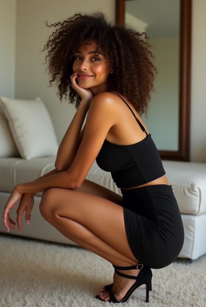 Jeune fille africaine très belle à la peau claire yeux et lèvres mignons porte des chaussures Nike