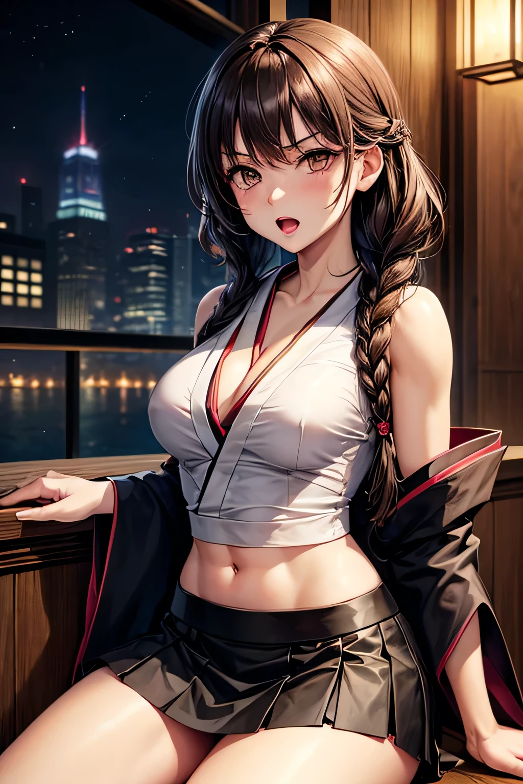 masterpiece, best quality, High resolution, Amiha, long hair, Jewelry, earrings, a, Killer sweater, Garment cutting, turtleneck sweater, Sleeveless, night, street, Cowboy shooting, permanent, Smile, bare arm,Lovely , Long white hair, red eye, pale skin, wearing a large torm jacket, hands agains the wall, 2016 exy round little buttock 2016 upturned back, two snow-white slender legs sticking out from under the clothe, Smooth kneeS with a red glow, White Jump Suit, (Belly tattoo), (collar), (earrings), (Leg ring), A girl, Low-cut, sweet smile, perfect facial feature era, BluShing, S, S, full of blu era, Surprised, flustered, S, period underwear,(masterpiece, best quality:1.4), (Modern), (Cowboy shooting), 1 girl, solitary, leave, SFW, Great girlfriend, (Permanent installation:1.1), Dynamic poses, (Tight yoga pants, Dark gray yoga pants:1.4),Long blond hair, Sweep bangs, Heart-Shaped Face, Elegant face, Pretty Face, The face is rich in detail, Extremely delicate skin, skin pores, Subsurface scattering, (Detailed blue eyes), actual pupils, Large Breasts, Smile full of love, looking at the audience, Full flush, Full lips, 城市street, Sunlight, Wind, Detailed background, Depth of Field, Atmospheric perspective, Volumetric Lighting, Be focused, ridiculous, actual proportions, Good anatomy, (actual, hyperactual:1.4), 16k high dynamic range,