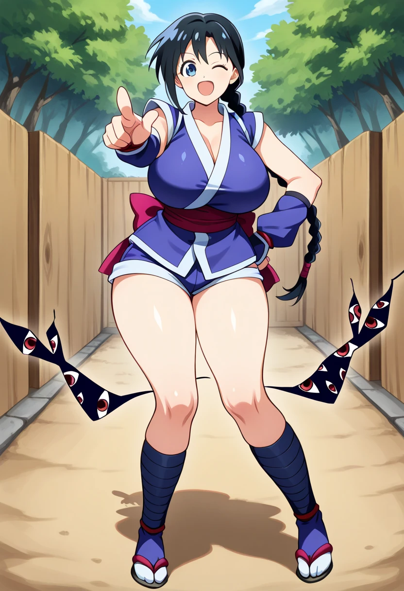 masterpiece, best quality, beautiful art, high resolution, well formed hands, body and fingers, 1 woman, solo, Ami Tsuruga, red makeup, red lipstick,adult, grown up, cosplaying as Mai Shiranui , mai_shiranui_cosplay, adult, large and round breasted, cleavage, full body , hair ribbon, gorgeous legs and, thighs, sexy Japanese clothes, hair ornament , sexy legs , hips and thighs, ryona , in peril, she is being beaten up by her opponent, she is knocked down and she is slapped in the face , she is pushed against the wall, being humiliated by her opponent, receiving the impact of her opponent's attacks, closed eyes, screaming in pain and agony, heroine in peril, ryona and perilous scene, bouncing breasts, weak and helpless, martial arts tournament on the beach
