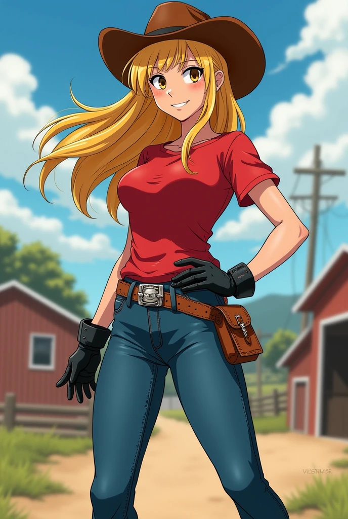 highest quality, award-winning,(sexy pale woman rancher with beautiful blonde hair), ((pretty face)), seductive look, (wearing cowgirl outfit, daisy dukes), athletic body, small breasts, large ass, candid, (breast worship:0.7), (detailed skin), [beauty marks], freckles, outdoors, standing in front of old western tavern, (storm clouds in the sky above), stormy weather, (highly detailed), full body, cowboy shot